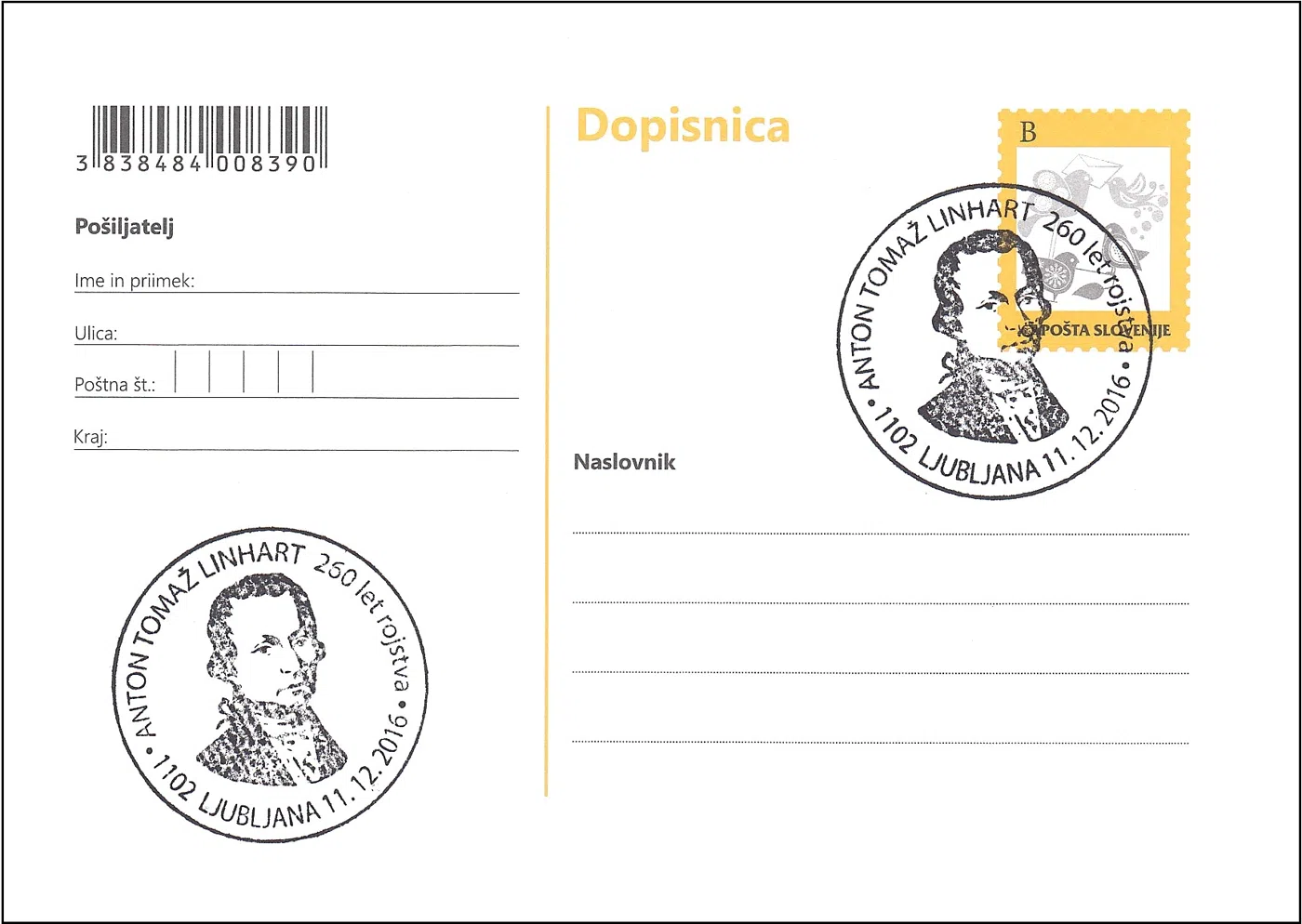 260 LET ROJSTVA ANTONA TOMAŽA LINHARTA